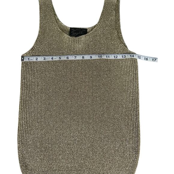 Suzelle Vintage Gold Metallic Knit Tank Top Size Med Sleeveless Evening Party - Picture 5 of 16